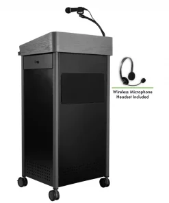 Oklahoma Sound Greystone Lectern with Sound and Wireless Headset Mic