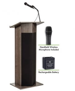 Oklahoma Sound Power Plus Lectern and Rechargeable Battery with Wireless Handheld Mic, Ribbonwood