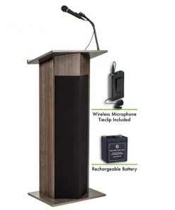 Oklahoma Sound Power Plus Lectern and Rechargeable Battery Wireless Tie Clip/Lavalier Mic