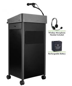 Oklahoma Sound Greystone Lectern, Sound, Rechargeable Battery, Wireless Headset Mic