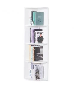 Basicwise Wall Corner 4 Tier Shelves Bookcase, White