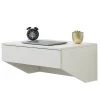 Basicwise Wall Mounted Office Computer Desk with Drawer, White