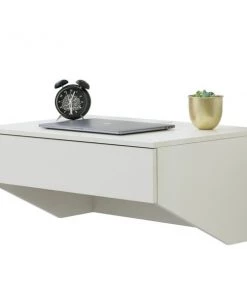 Basicwise Wall Mounted Office Computer Desk with Drawer, White