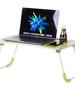 Basicwise Bed Tray Laptop Foldable Table, Kids Lap Desk Homework Table, Green