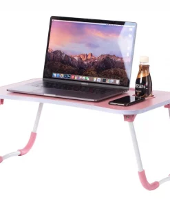 Basicwise Bed Tray Laptop Foldable Table, Kids Lap Desk Homework Table, Pink