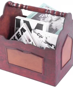 Vintiquewise Handcrafted Decorative Wooden Magazine Rack with Handle