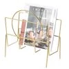 Fabulaxe Gold Metal Modern Decorative Freestanding Floor Magazine Book Rack Storage Holder