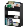 Basicwise Black Modern Wooden Storage Bookcase with Shelf, Playroom Bedroom Living and Office