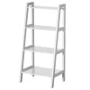 Basicwise Decorative White Wooden Modern 4-Tier Ladder Bookshelf, Flower and Plant Display