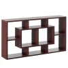Basicwise Modern 8 Tier Bookcase Wall Mount and Freestanding Storage Shelves For Decoration Display, Cherry