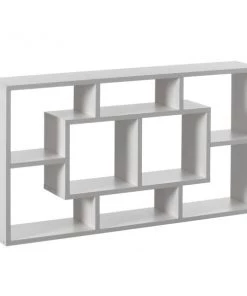 Basicwise Modern 8 Tier Bookcase Wall Mount and Freestanding Storage Shelves For Decoration Display, White