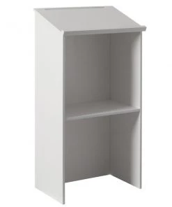 Basicwise Standing Floor Podium with Storage for Church, School, Office or Home, White