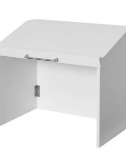 Basicwise Foldable Tabletop Portable Podium, for Church, School, Office, or Home, White