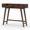 Sego Lily 12 D, 35 W, 31 H, Mocha, Drawers and Legs: Rubber wood in mocha Desk Surface: MDF in black