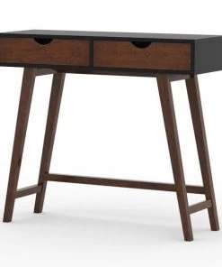 Sego Lily 12 D, 35 W, 31 H, Mocha, Drawers and Legs: Rubber wood in mocha Desk Surface: MDF in black