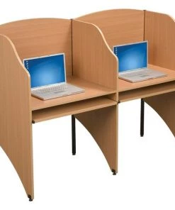 Mooreco Deluxe Add-A-Carrel, 32-3/4"x24-1/2"x48", Teak