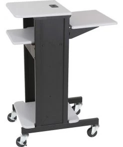 Mooreco Presentation Cart, 3 Shelves, 18"x30"x40-1/4", GY/BK