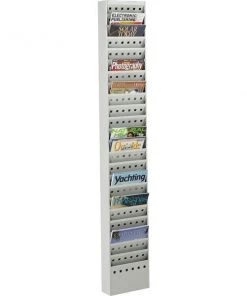 Safco Magazine Rack, 23 Pockets, Steel, 10"x4"x65-1/2", Gray
