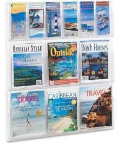 Safco Magazine/Pamphlet Display, 6 Pocket Each, 30"x2"x34-3/4", CL