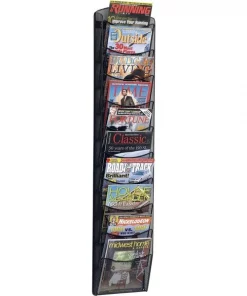 Safco Mesh Magazine Rack, 10-Pockets, 10-1/4"x3-1/2"x50-3/4", Black
