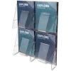 Deflecto Magazine Wall Rack, 4 Pocket, 18-1/4"x2-7/8"x23-1/2", Clear