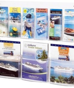 Safco Magazine/Pamphlet Display, 9 Pockets, 28"x3"x23-1/2", Clear