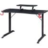 Lorell Gaming Desk, w/Monitor Shelf/Hooks, 48"x26"x36", Black