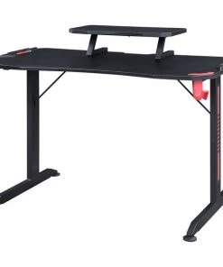 Lorell Gaming Desk, w/Monitor Shelf/Hooks, 48"x26"x36", Black