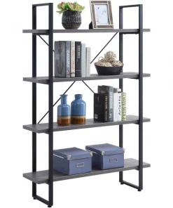 Lorell SOHO 4 Shelf Metal Frame Bookcase 29" x 11.8" x 57.5"