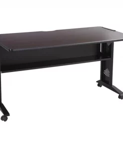 Safco Mobile Computer Desk, 53-1/2"x28"x30", Mahogany/Medium Oak