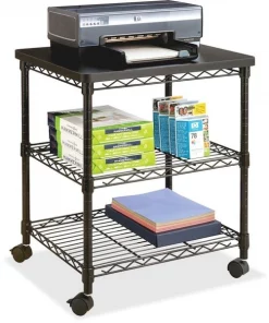 Safco Deskside Wire Machine Stand, 24"x20"x27", Black