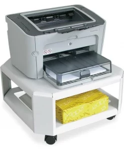 Mead Hatcher Mobile Printer Stand, Steel, 2-Shelf, 17"x17"x8-1/2", Platinum