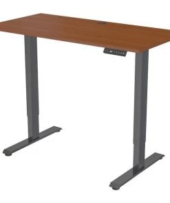 Lorell Desk, Height-Adj, 48"x24"x28.9"-47.2", Walnut/Black