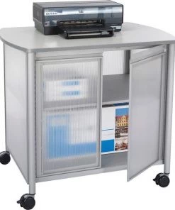 Safco Machine Stand, w/Doors, Mobile, 34-3/4"x25-1/2"x30-3/4", Gray