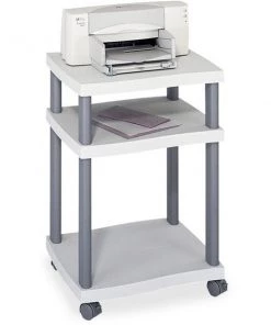 Safco Desk Side Printer Stand, 2-Shelves, 20"x17-1/2"x29-1/4", Gray