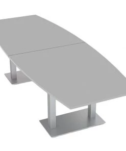 Skutchi Designs Boat Shaped 10 Person Conference Room Table, 46" X 10 ft X 29", Light Gray