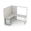 Sapslim Cubicle Collection 6'x5' 1-Person L-Shaped Office Cubicle Workstation w/ filling cabinet, 65H panels in Sea Salt