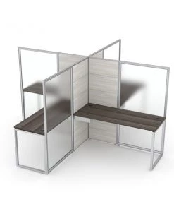 Sapslim Cubicle Collection 5'x5' 4-Person Office Cubicle Workstation w/ lockbox, 65H panels in black oak