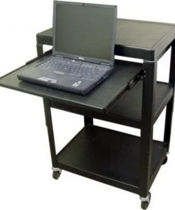 Hamiltonbuhl Steel Cart, Adjustable 26In To 42In w/ Pull Out Laptop