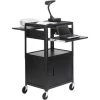 Bretford Adjustable Av Cabinet Cart w/ Two Slide Out Accessory Shelves. Black