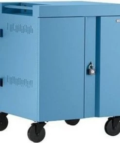 Bretford Charging Cart Ac For Up To 32 Devices W/Back Panel, 1.4 W Slots, Sky