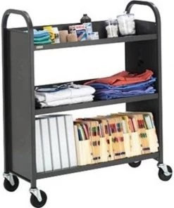 Bretford Anthracite Finish. Book/Util Truck 3-Shlf Singl Side 4Inch Cstr