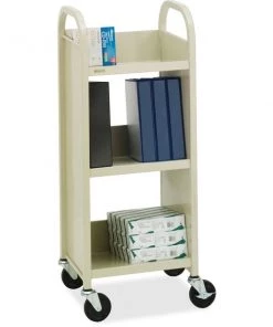 Bretford Single Sided Compact Book/Utility Truck w/ 3 Slatned Shelves. Putty