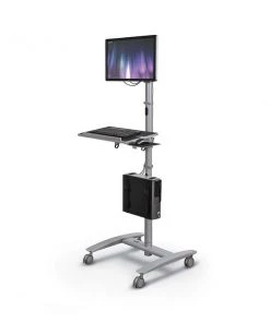 Mooreco Beta Cart: Mobile Sit/Stand Workstation/Av Cart; Includes Single