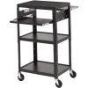 Bretford Adjustable Av Cart w/ Two Slide Out Accessory Shelves 5In Wheels.