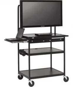 Bretford Flat Panel Multimedia Cart W/Laptop Shelf For 26-42 Inch Monitor-Black
