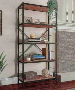Hastings Home 5-Tier Open Style Bookshelf, Brown