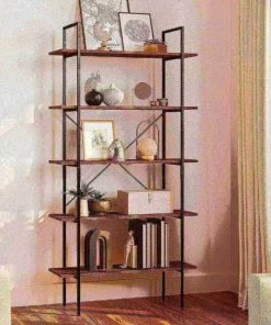 Hastings Home 5-Tier Freestanding Bookcase, Brown