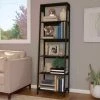 Hastings Home Freestanding Ladder Bookcase, Black