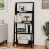 Hastings Home Freestanding Ladder Bookcase, Black